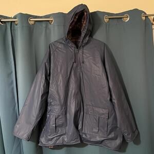 Misty Harbor Rain Coat Men's 2XL Hooded Water Repellent Flannel Lined Insulated